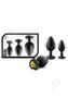 Luxe Bling Butt Plugs Silicone Training Kit With Rainbow Gems (3 Size Kit) - Black